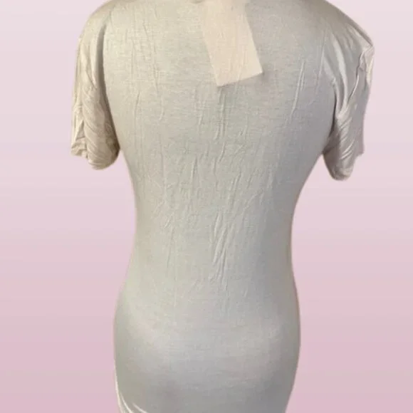 Beige Scoop Neck T Shirt  T1464M  NWT Boutique - Picture 5 of 6